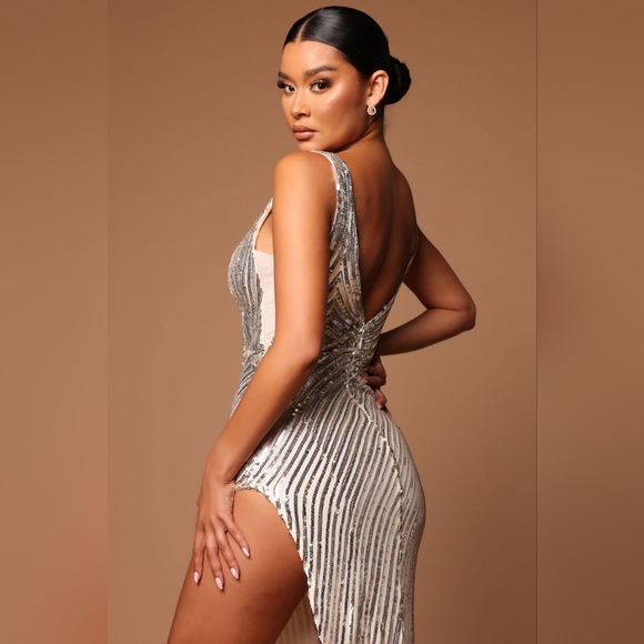 Silver sequins long maxi dress - Picture 4 of 5